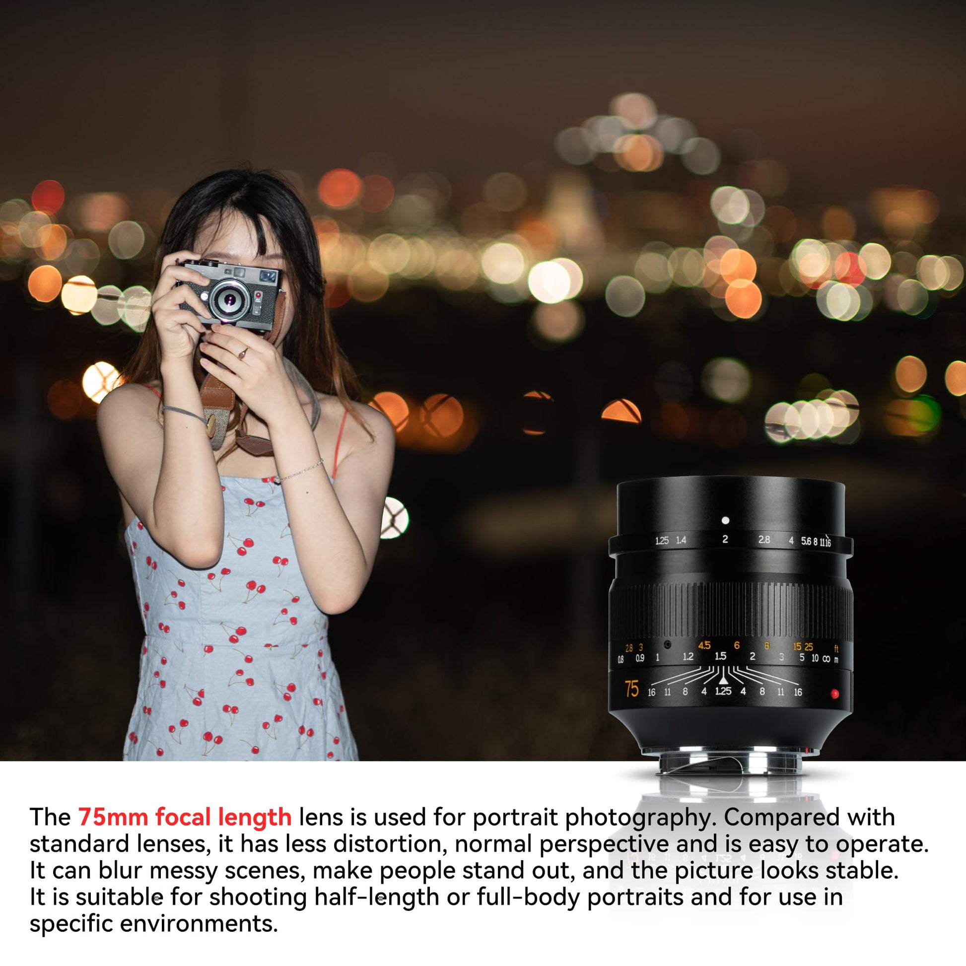 Lente 75 mm F1.25 7artiss Compatible con cámaras Leica M-M M240 M3 M6 M7 M8 M9 M9p M10