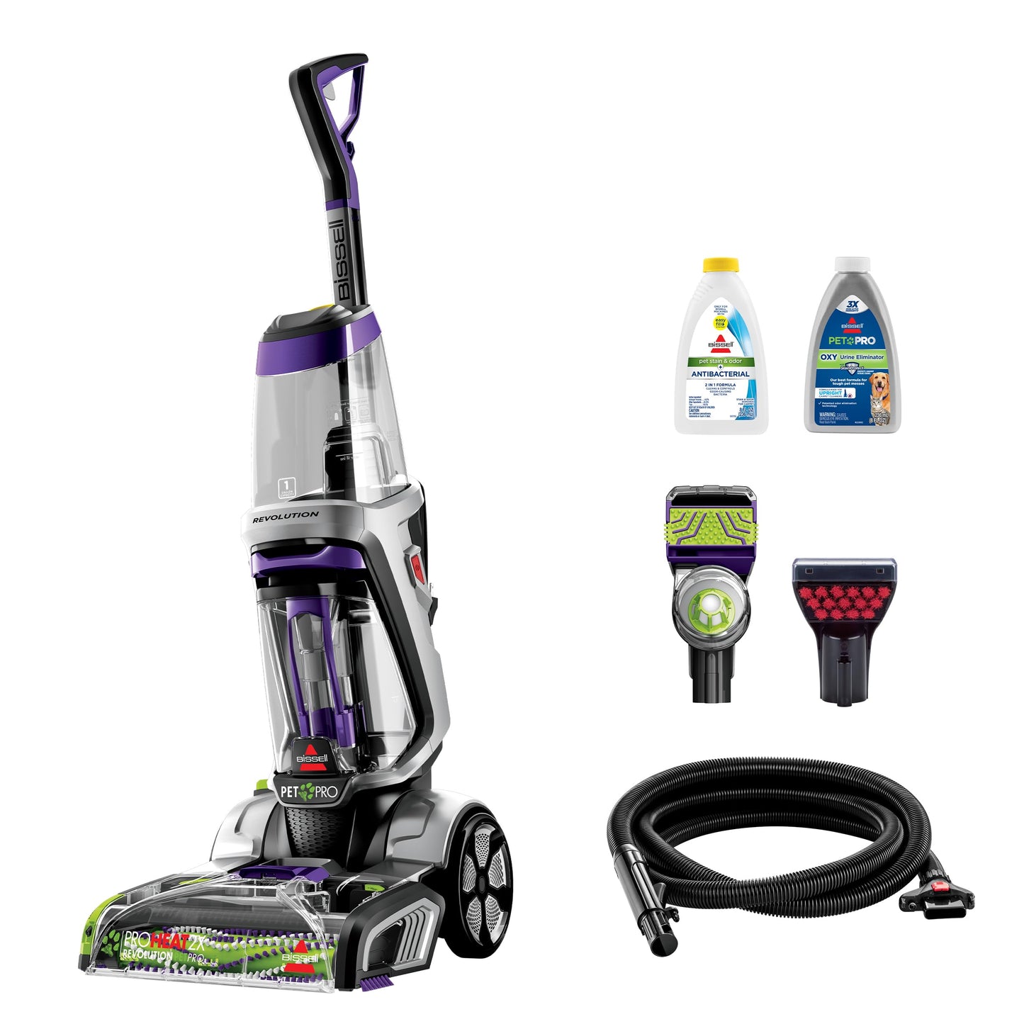 BISSELL ProHeat 2X Revolution Pet Pro Plus, 3588F, limpiador profundo vertical, tiempo de secado de 30 minutos, cepillo para polvo eléctrico doble para levantar suciedad, accesorio de manguera y