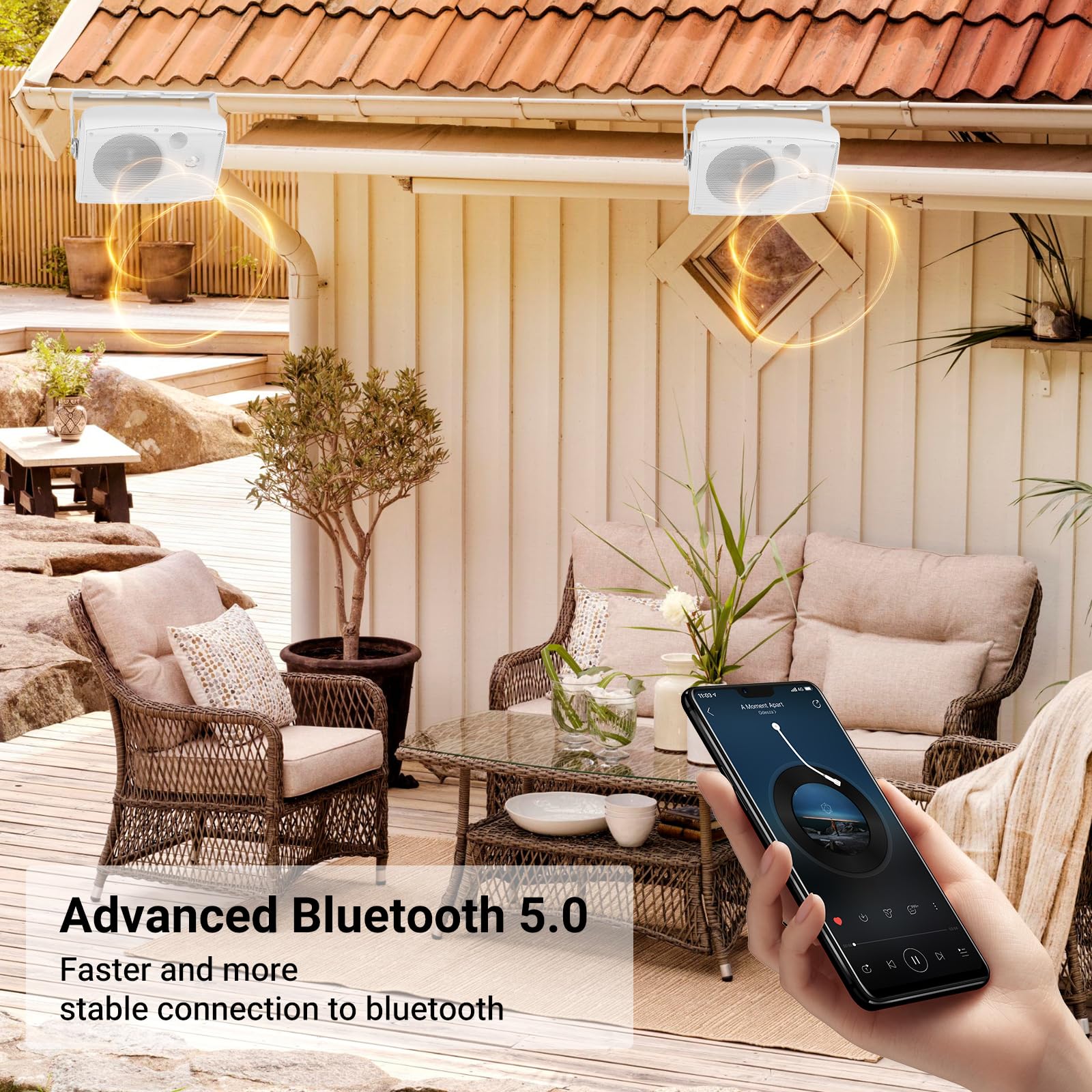 Altavoces Bluetooth para exteriores, 6.5 pulgadas, máximo 800 W, impermeables, con cable con amplificador multifuncional, sistema de altavoces para exteriores, para patio, jardín, piscina, hogar (4