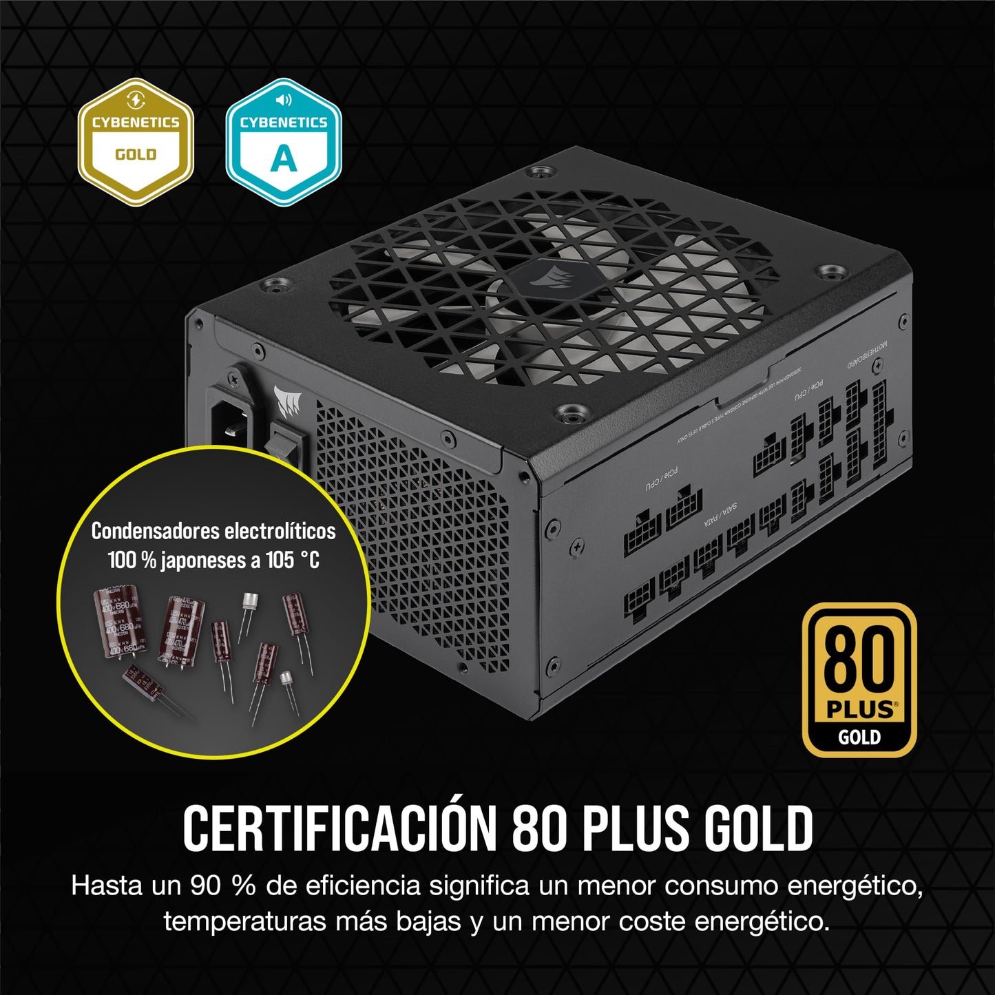 Corsair RM1000x Shift Fuente de alimentación Totalmente Modular - Compatible con ATX 3.1 y PCIe 5.1 - Modo Ventilador Cero RPM - Condensadores a 105°C - Eficiencia 80 Plus Gold - Negro
