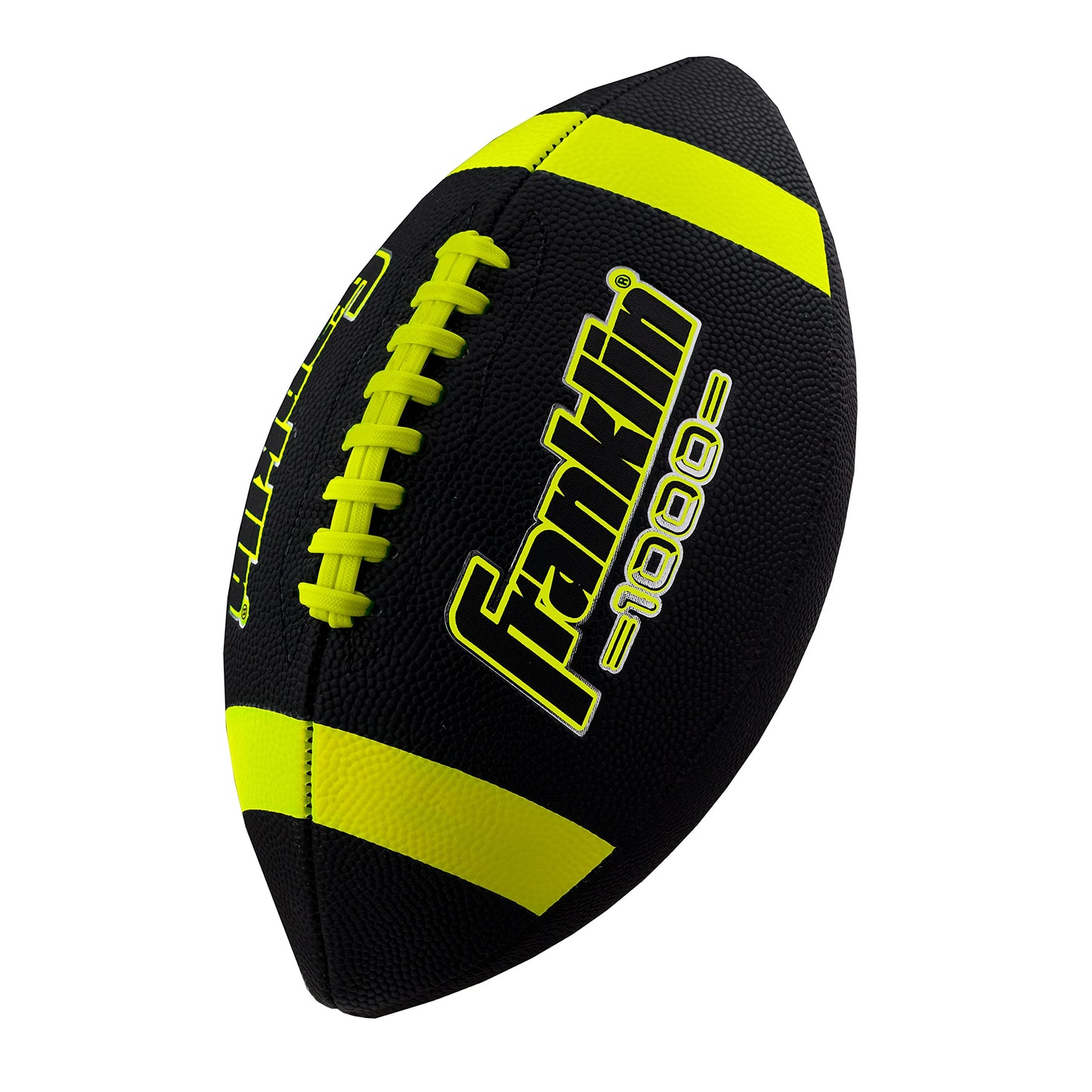 Franklin Sports Youth Football - 1000 Junior Kids Football - Synthetic Leather Youth Junior Football for Kids - Outdoor All-Weather Footballs - Extra Grip Kids Football - 1 Pack - Black + Optic
