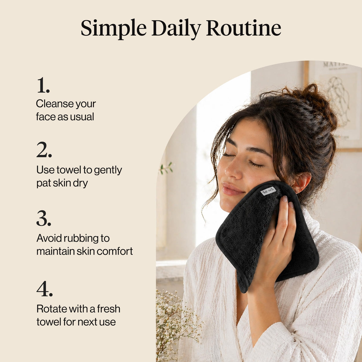 Kitsch Juego de 3 toallas faciales de microfibra – Toallas reutilizables y limpias para la rotación diaria, toalla facial suave, alternativa de toallitas faciales de limpieza suave, paños súper
