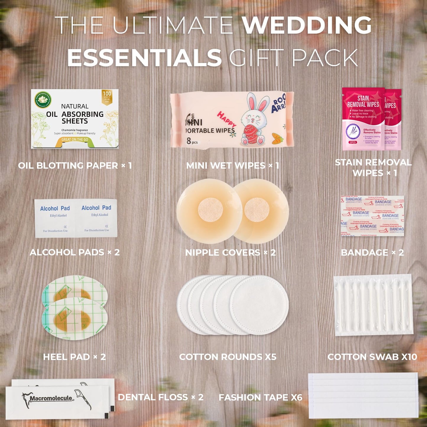AOLRNALI - Kit de emergencia para novia para el día de la boda, esencial para boda, juego de supervivencia para novia del equipo, kit de viaje imprescindible con bolsa de maquillaje