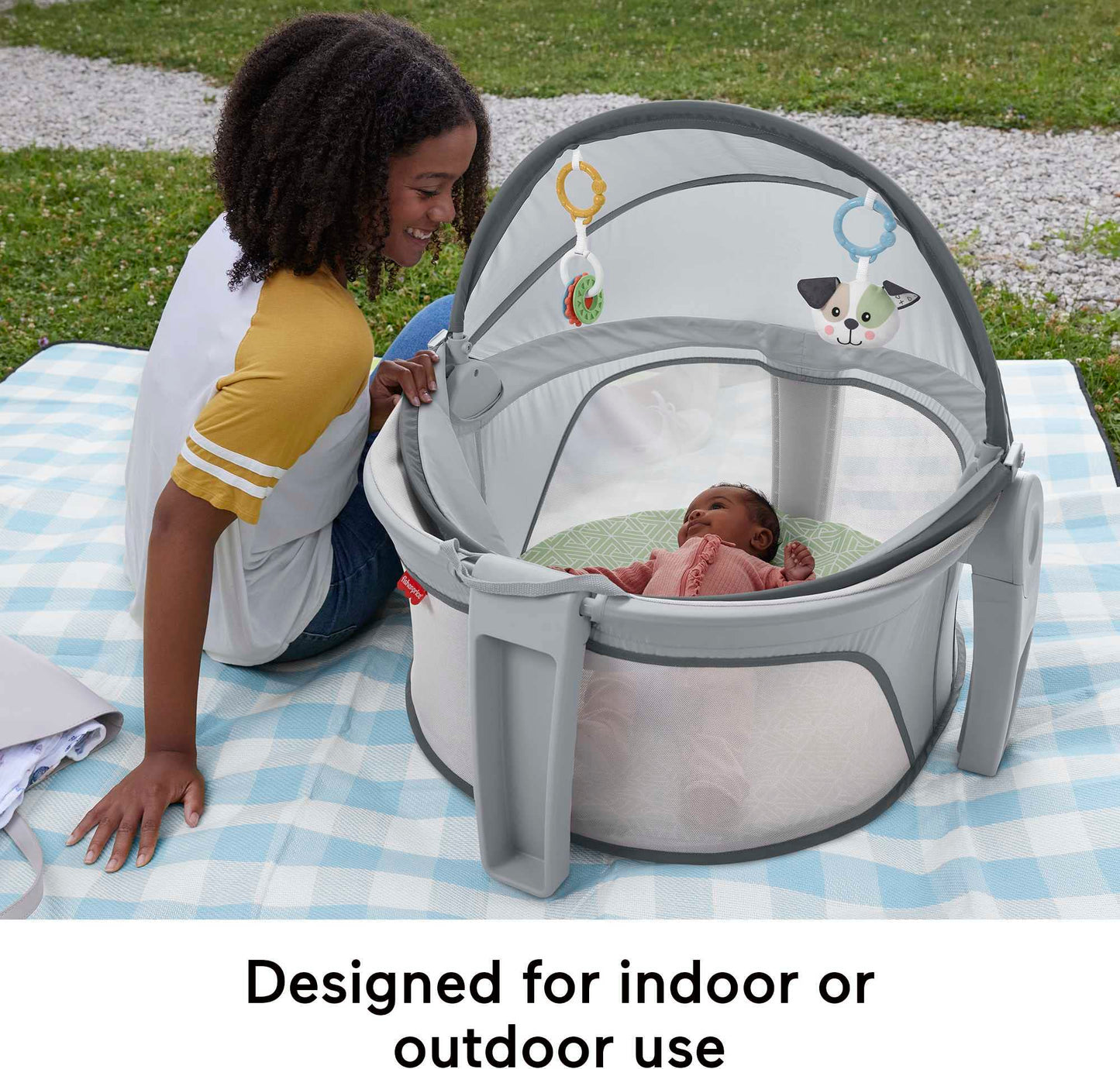 Fisher-Price - Cúpula portátil para bebé, Espacio de Juego de Viaje con Juguetes para recién Nacidos y Dosel, perfección para Cachorros