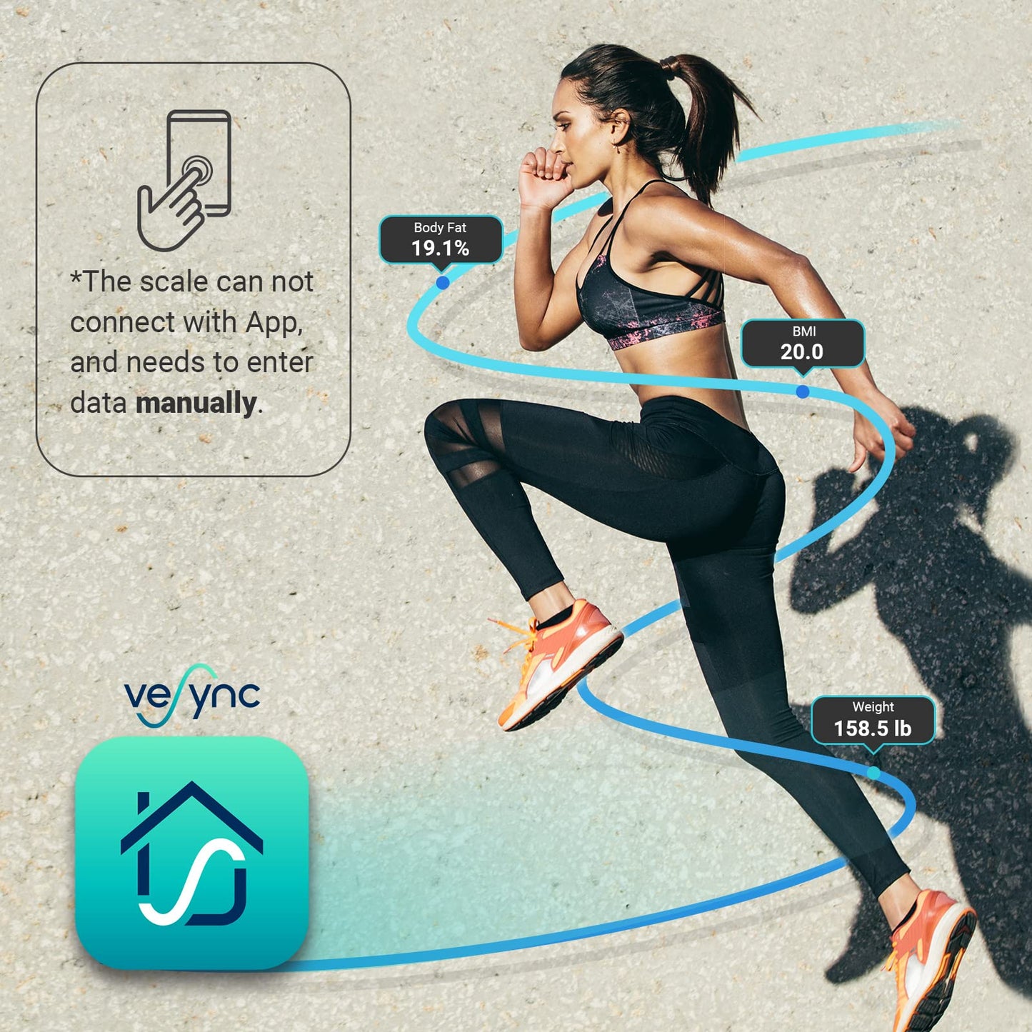 Báscula Digital Corporal Etekcity Negra con Tecnología Step-On y Cinta Métrica Incluida