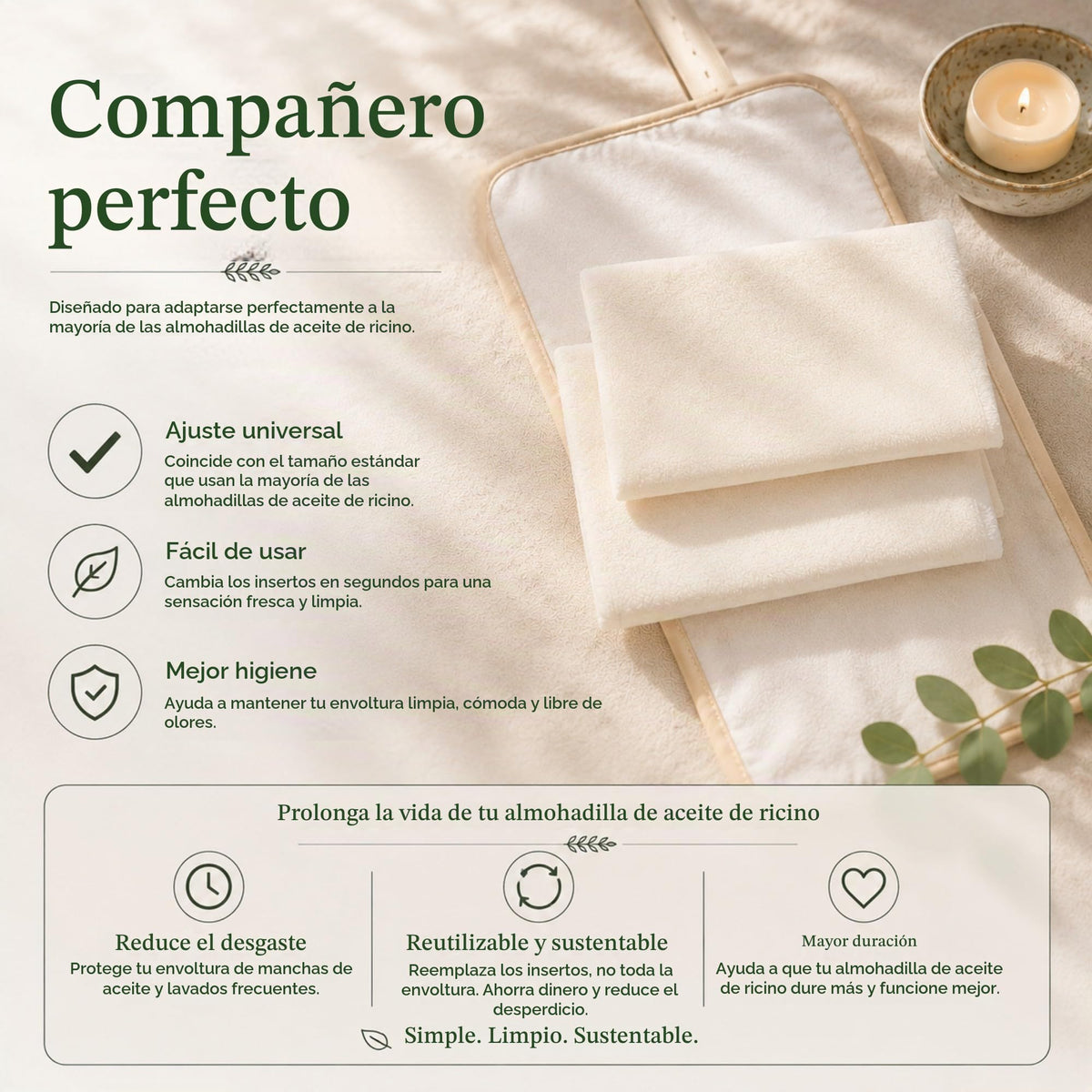 Tela de Franela Orgánica Natural para Envoltura de Aceite de Ricino