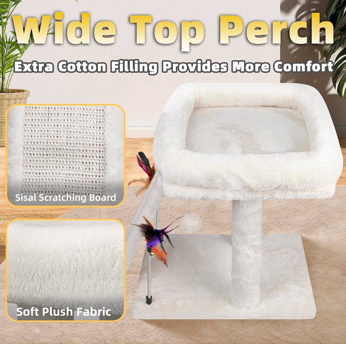 TWDEPART - Hamaca Colgante para árbol para Gatos con condominio para Gatos, Color Beige