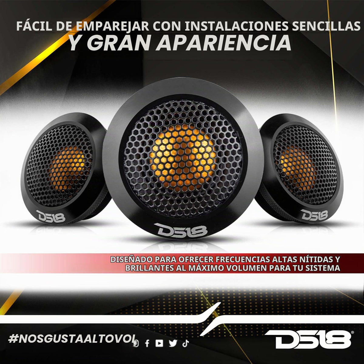 Altavoz de Agudos DS18 Titanio Aluminio Calidad de Sonido 60 Vatios 4 Imanes Neodimio 2.2 Pulgadas (2 Unidades)