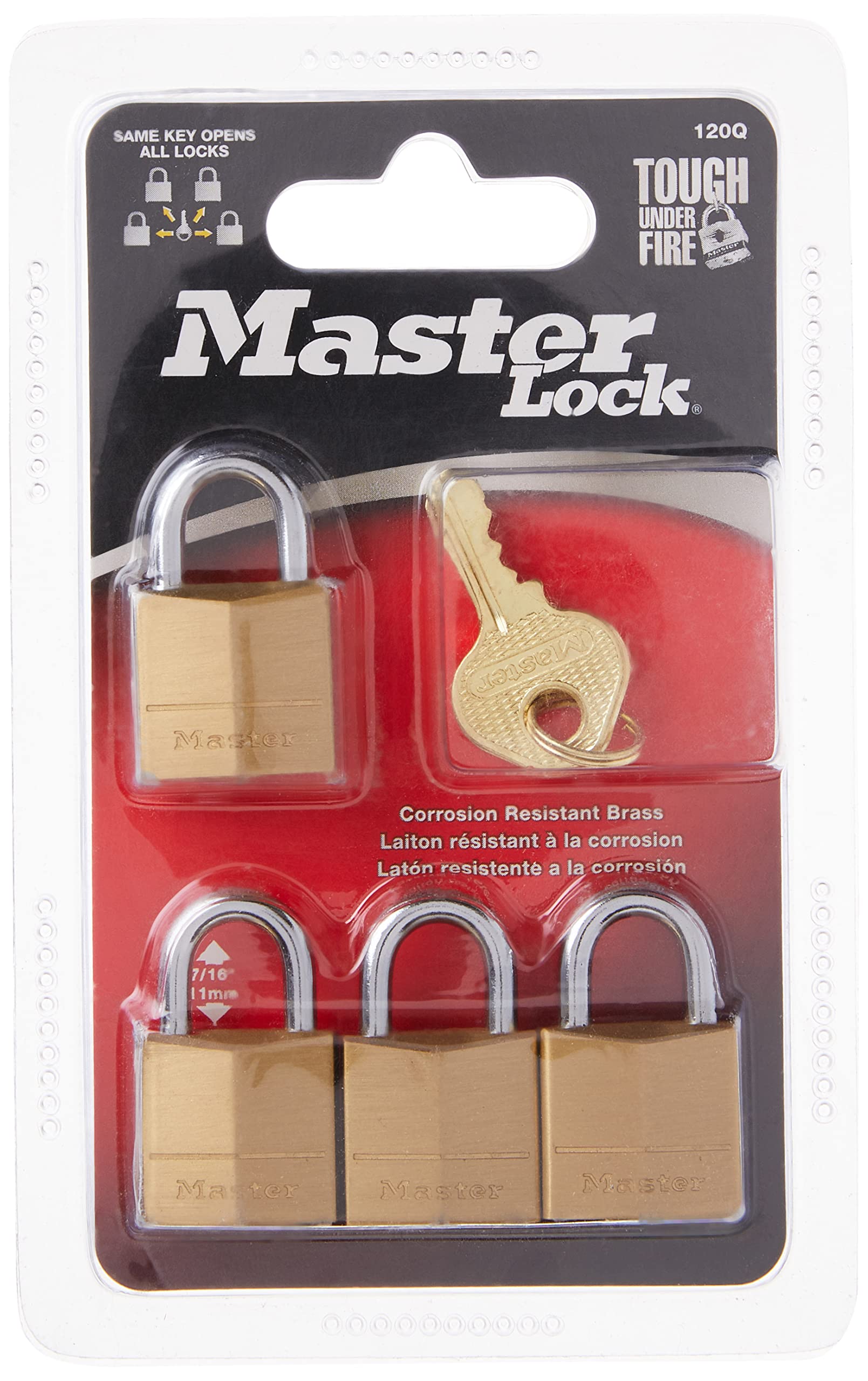 Candado Master Lock Latón Macizo 3/4 Pulgadas Llaves Iguales Paquete de 4