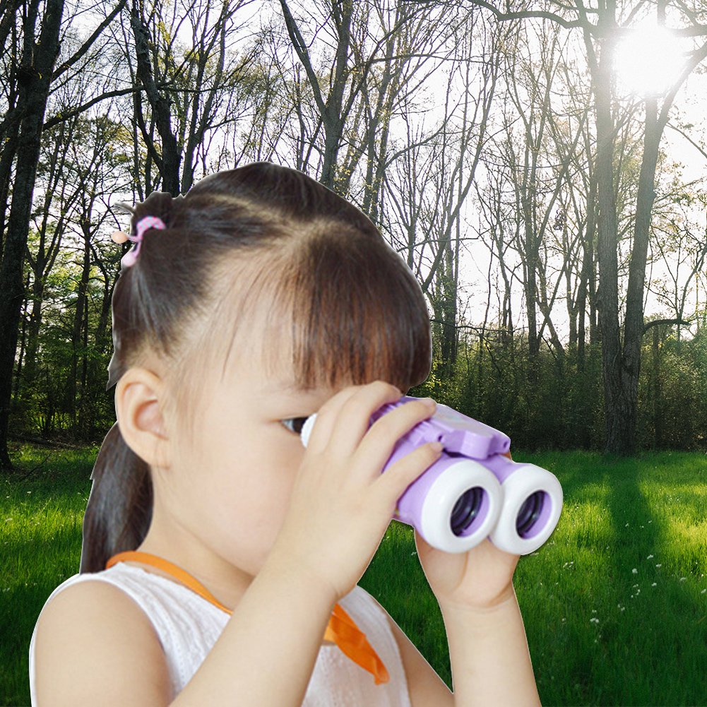 VGEBY Binoculares para niños, telescopio Compacto a Prueba de Golpes Binoculares de Aprendizaje Educativo de Alta resolución para niños y niñas(púrpura)