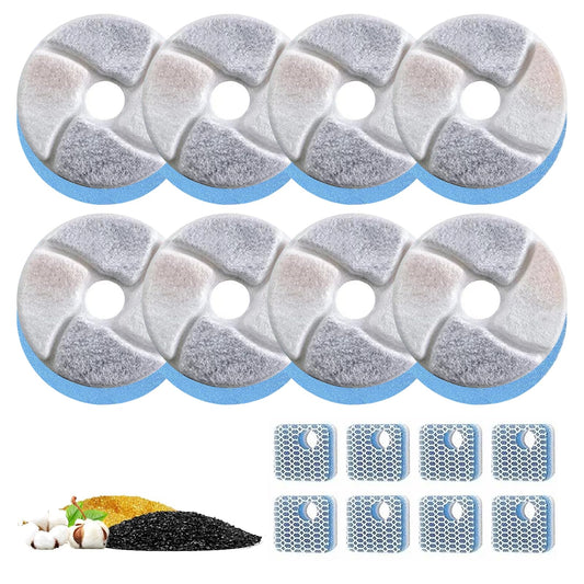 Filtro para bebedero de gatos Tethram 8, filtro para bebedero de triple acción con resina y carbón activado, ayuda a aumentar la ingesta de agua y a mantener a tu mascota hidratada por más tiempo.