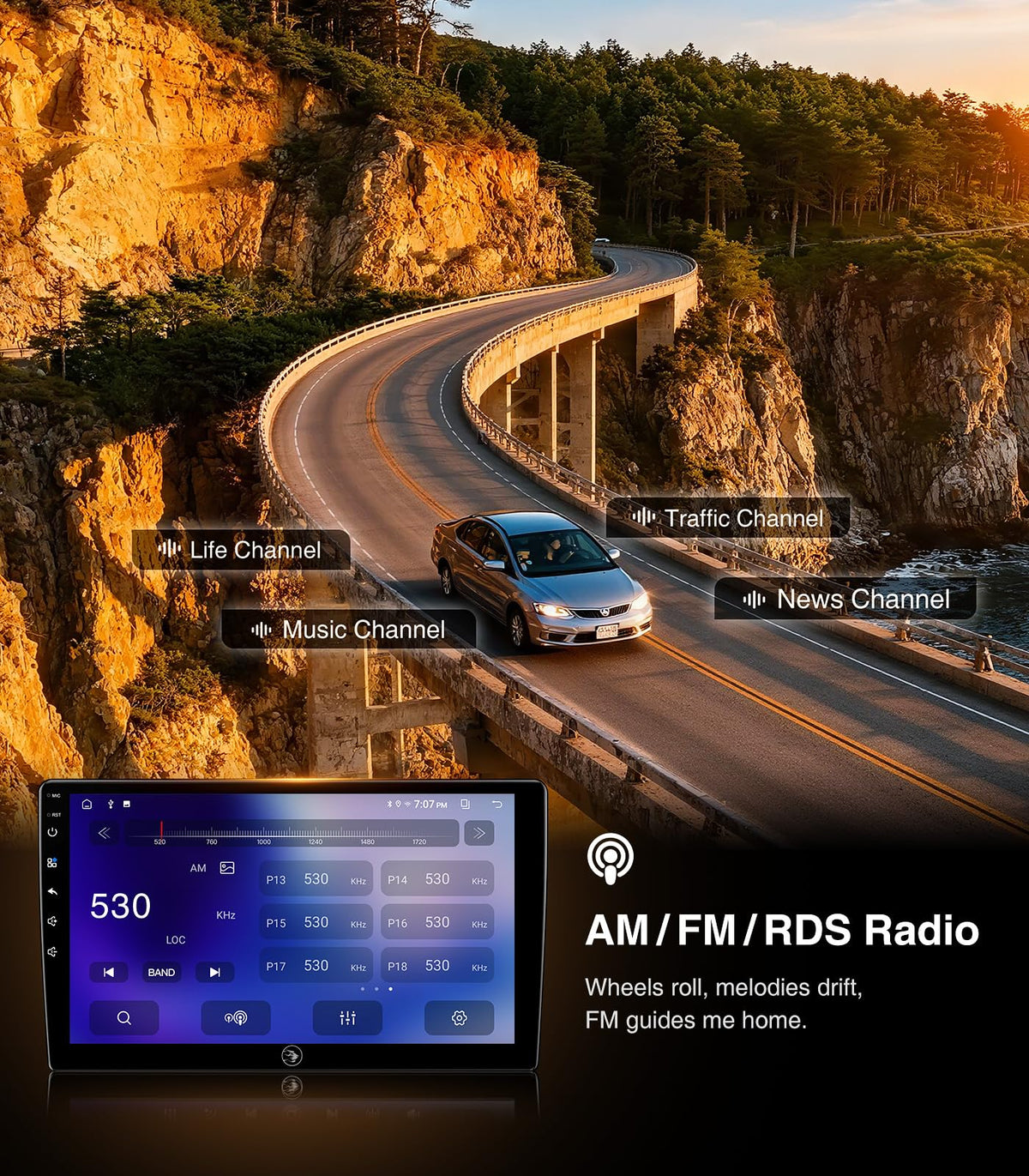 Radio de Coche Android 10 Pulgadas GMC Sierra Chevrolet Silverado 4G+64G Visualización Táctil Estéreo Compatible con Carplay y Android Auto GPS Navegación