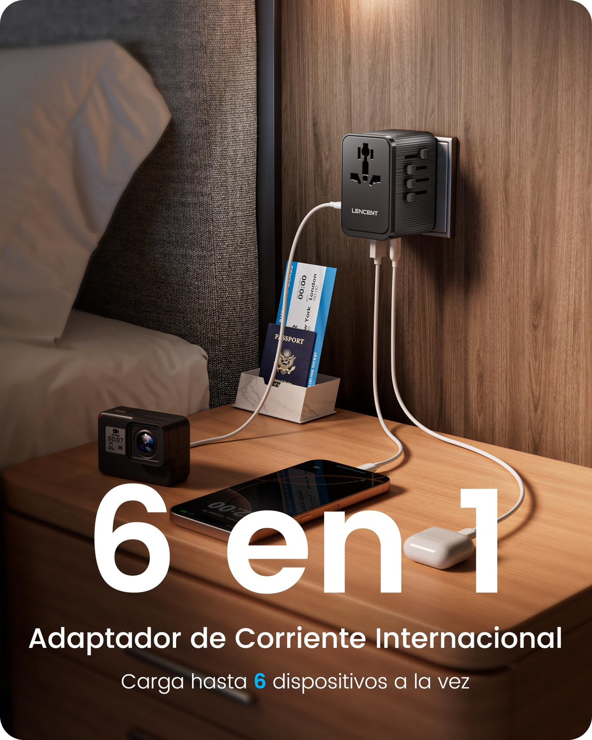 Kit Adaptador Universal de Viaje LENCENT Blanco 28W