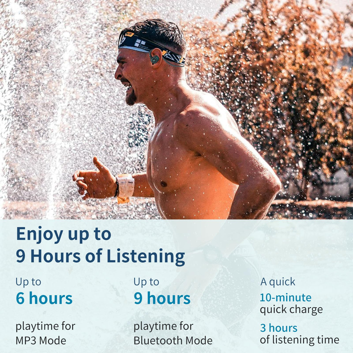 Auriculares de Natación de Conducción Ósea Bluetooth 5.3 IP68 Impermeable Memoria 8G para Correr y Ciclismo