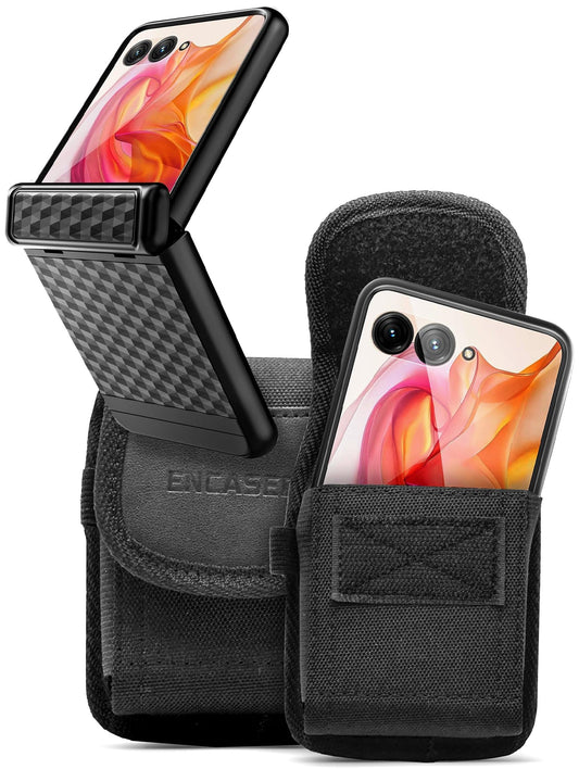 Funda con bisagra 2 en 1 para Motorola Razr Plus 2024 con protección de visualización y clip de funda, bolsa de nailon balístico para teléfono (se adapta a Moto Razr 50 Ultra)