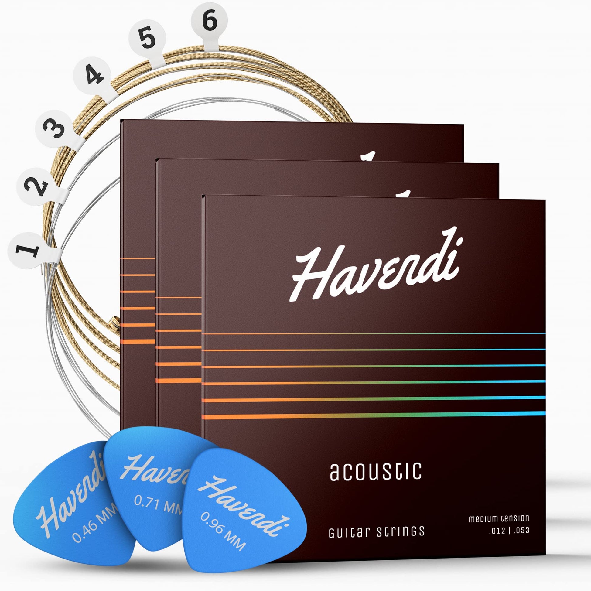 HAVENDI® Cuerdas de guitarra acústica con revestimiento de bronce fosforado I Brilliant Sound Quality I Incluye 3 púas