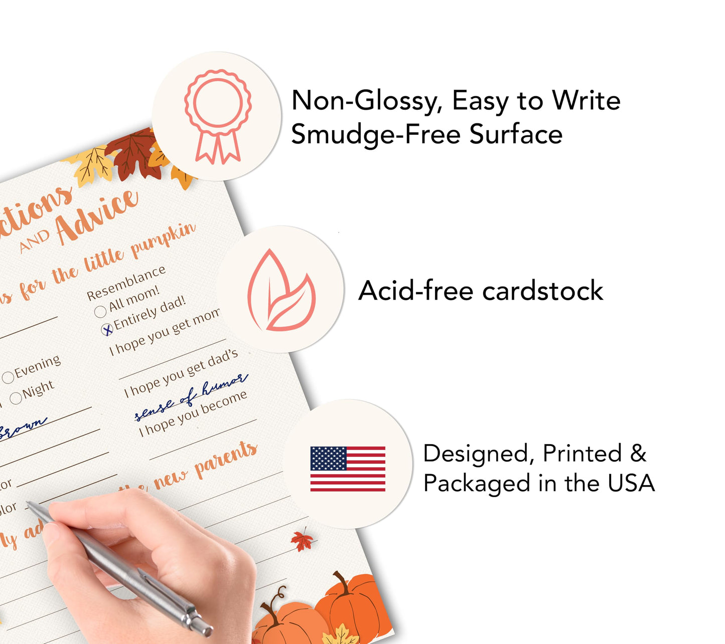 PuMPKINS - Tarjetas de predicción y consejo – Paquete de 25 – Little PuMPKIN juegos de baby shower, padres nuevos, mamá y papá para ser, mensaje para mamá y papá, parejas Coed Shower Actividades Libro de recuerdo de otoño G330-PDAV