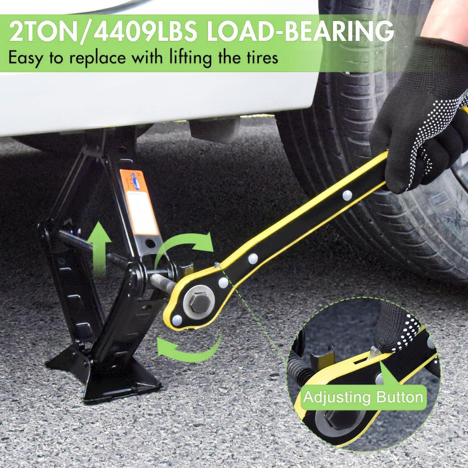 Gato de Tijera Vikarland Negro Kit Portátil para Coche de 2 Toneladas para Emergencias