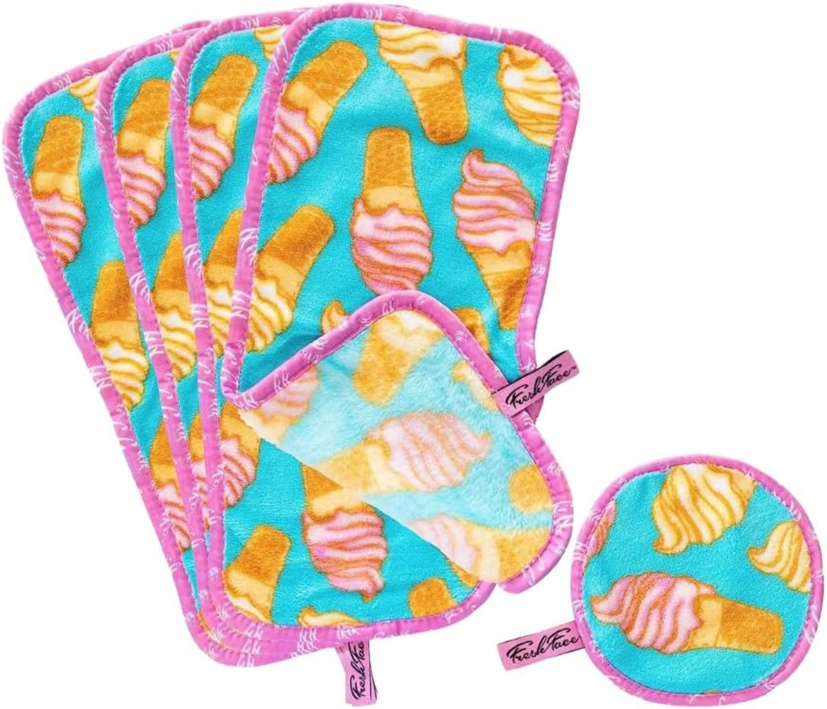 CAMPANELLI - Toallas desmaquillantes lavables y reutilizables. Ideal para pieles sensibles. FreshFace & Perfect Beauty como se ve en QVC & HSN (juego de 5 piezas de helado)