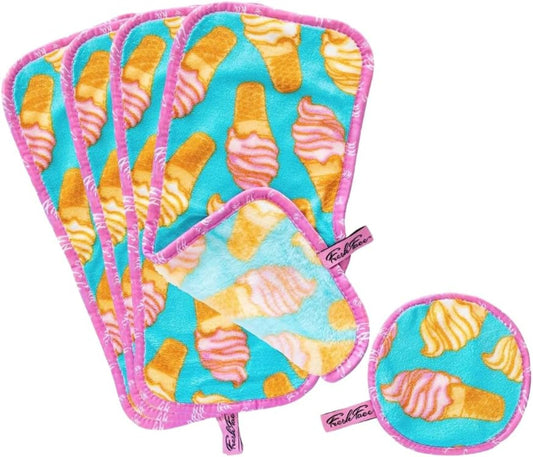 CAMPANELLI - Toallas desmaquillantes lavables y reutilizables. Ideal para pieles sensibles. FreshFace & Perfect Beauty como se ve en QVC & HSN (juego de 5 piezas de helado)