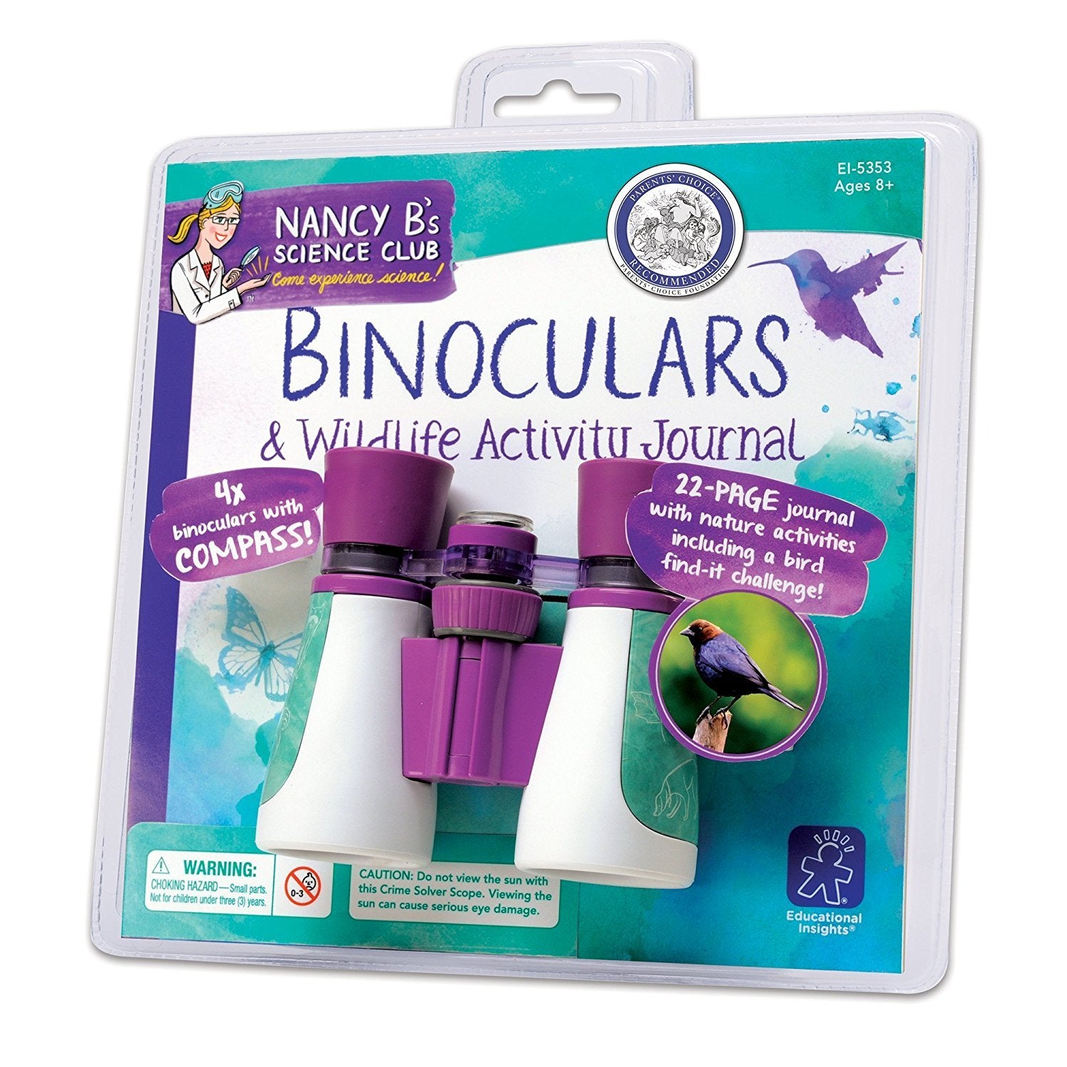 Educational Insights Nancy B's Science Club. Binoculares, binoculares para niños, Explorar la Naturaleza, para Mayores de 8 años