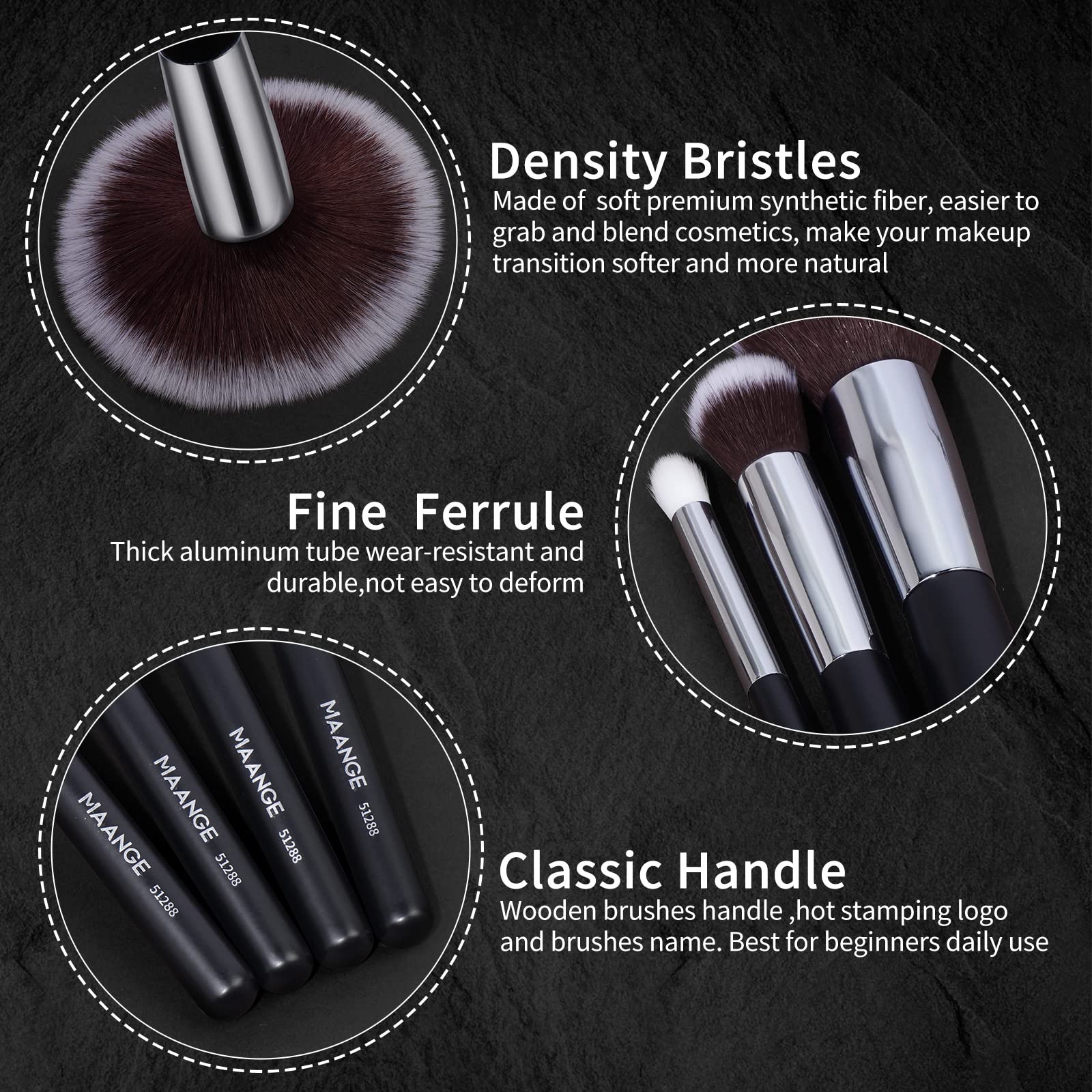 Brochas de Maquillaje Profesional 30 Piezas kit Alta Calidad Sintético Brochas Maquillaje Sombras de Brochas para Ojos en Polvo para Base de Maquillaje -Negro