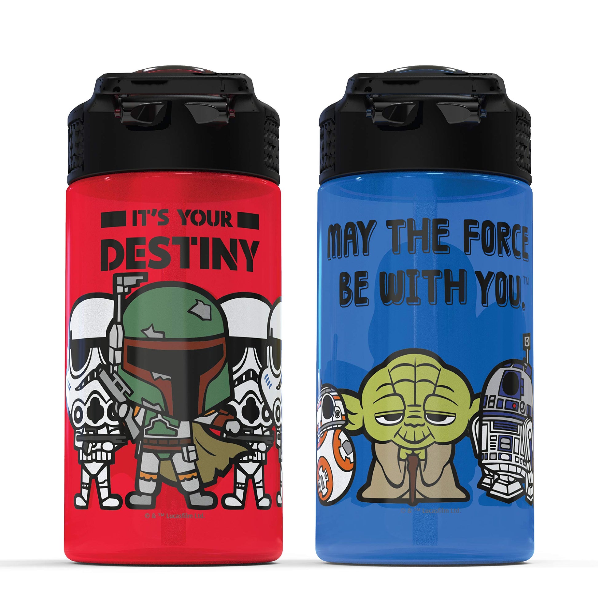 Juego de Botellas de Agua Zak Designs Darth Vader Yoda Chewbacca con Pajitas Reutilizables para Niños