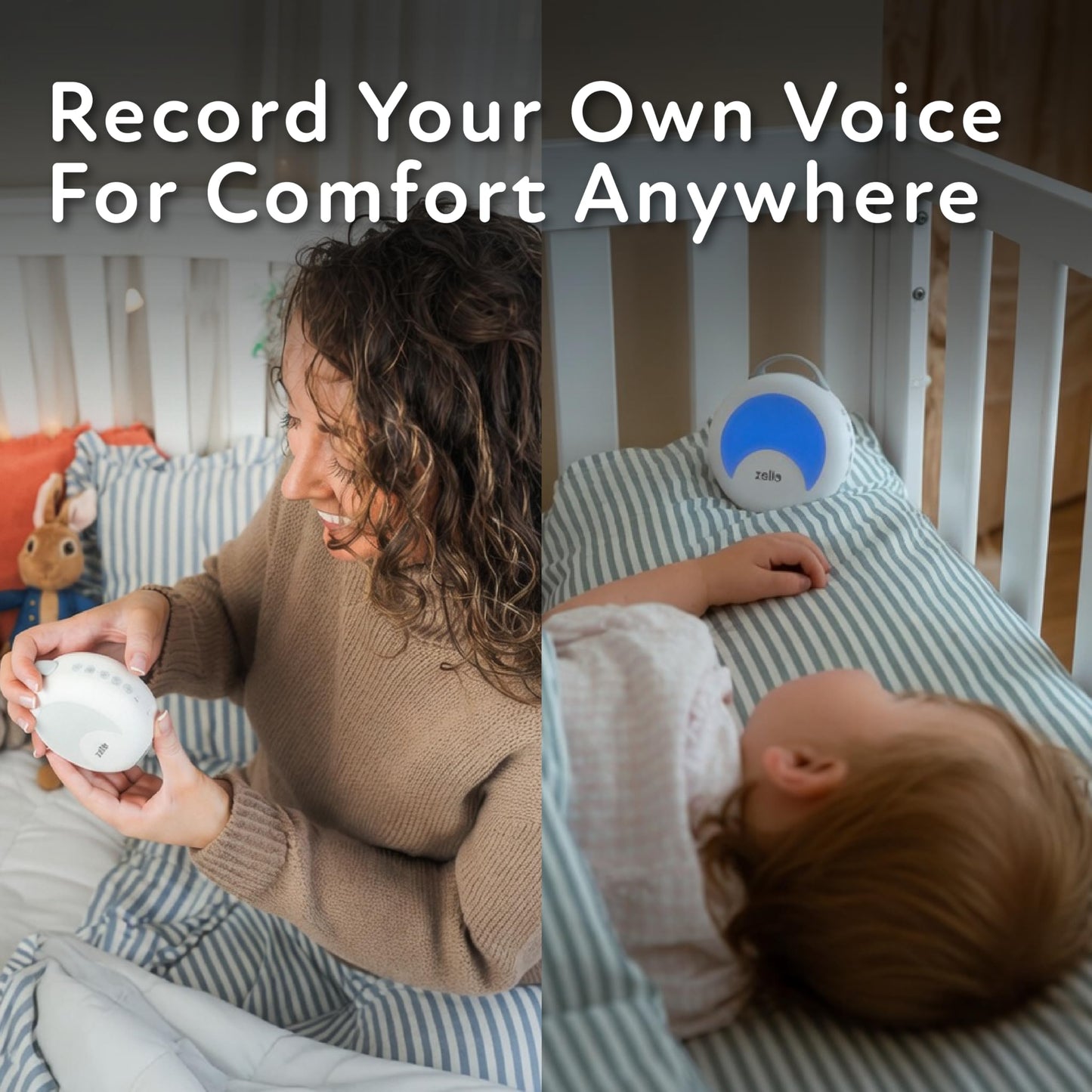 LUMI | YourVoice Portable White Noise Machine | Record Your Own Voice | 30 Soothing Sounds | 7 Colour Moon Night Light | Sleep Timer | USB Rechargeable | Baby Sleep Aid | Sleep Sound Machine
