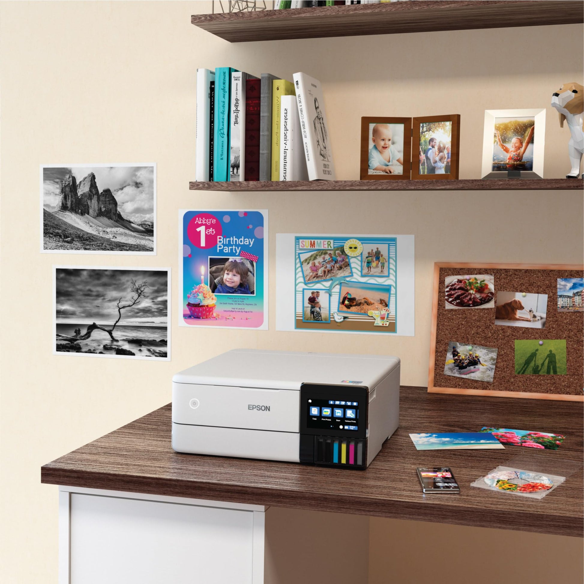 Epson EcoTank Photo ET-8500 Impresora Supertank inalámbrica a Color Todo en uno con escáner, copiadora, Ethernet y visualización táctil a Color de 4.3 Pulgadas, Blanco, Grande