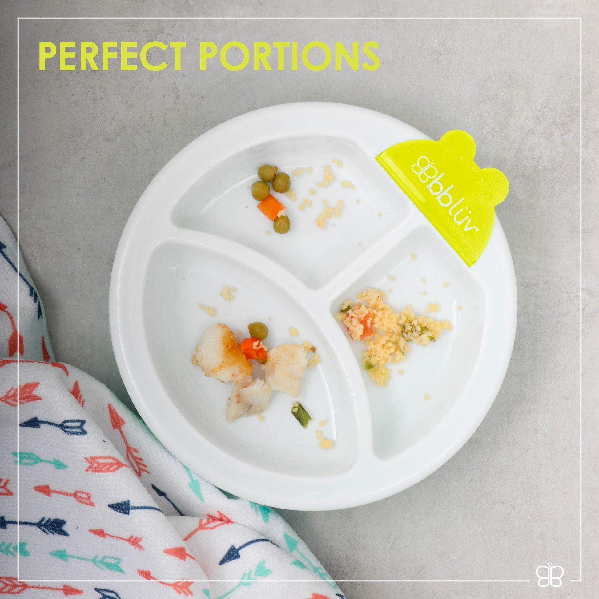 Bblüv Platö - Plato de alimentación calentadora con 3 compartimentos con base de succión para bebé a niño (color), sin BPA ni ftalatos, lima