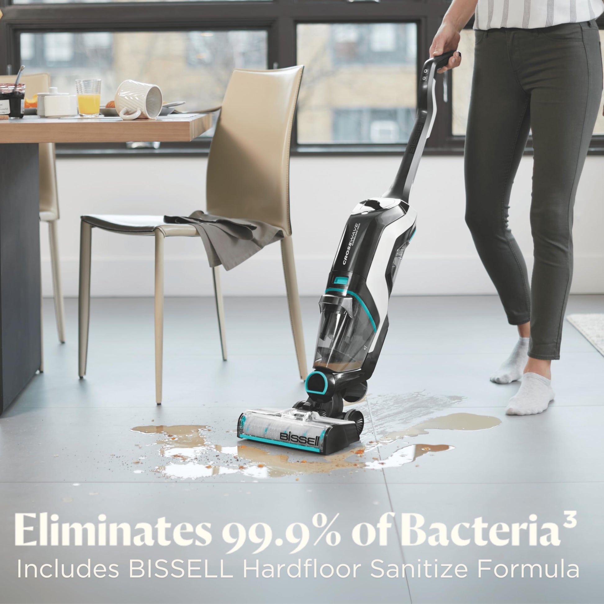 Bissell CrossWave 2554A - Aspiradora y fregona inalámbrica para Suelos Duros y alfombras de área, Color Negro, 2554A