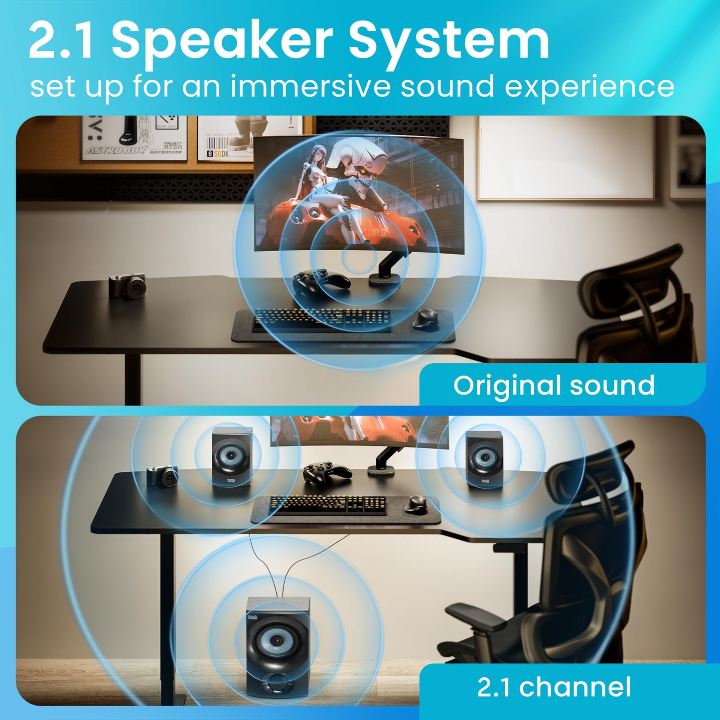 Audio acústico de Goldwood Audio - Sistema de Altavoces Bluetooth 2.1, AA2172, Gris