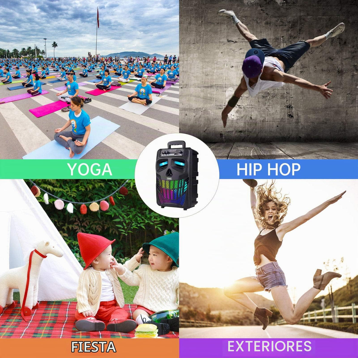Altavoz Bluetooth E I F E R Negro 50W 8 Pulgadas Skull Portátil para Fiestas