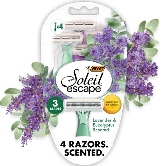 Maquinillas de Afeitar Desechables BIC Soleil Escape Lavanda y Eucalipto con Aceite de Almendras para Mujer