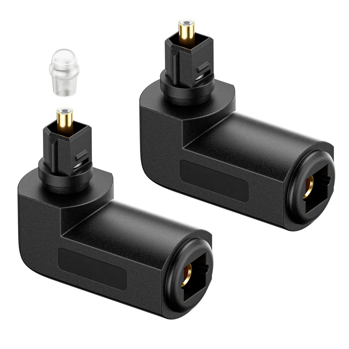 Adaptador Toslink Cable Matters Negro Paquete de 2 macho a hembra ángulo recto