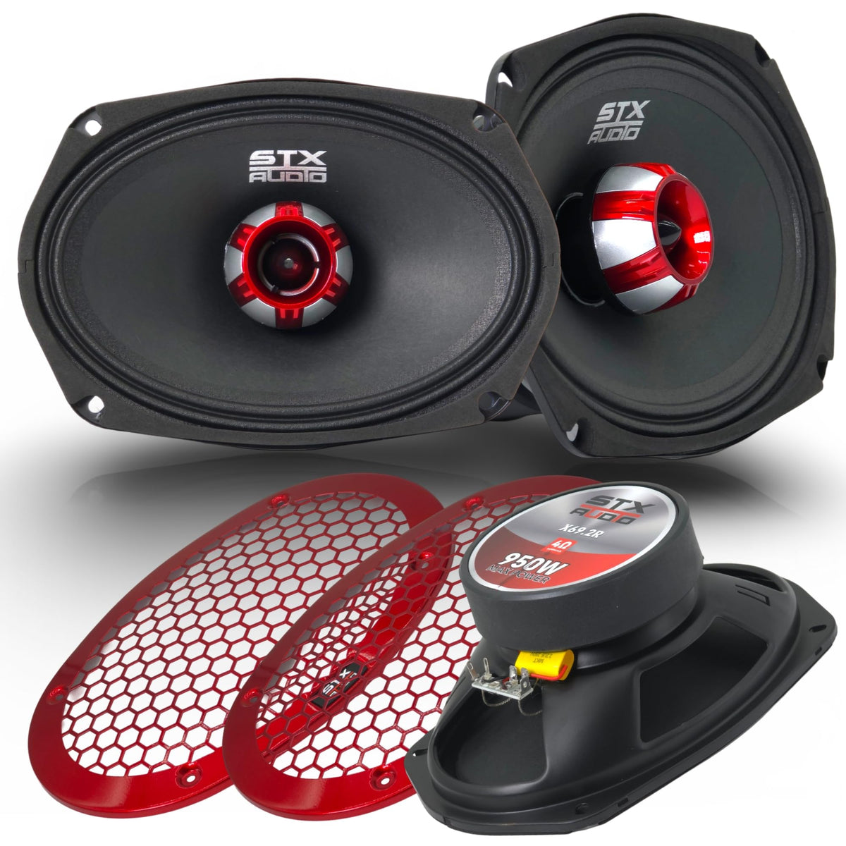 Altavoz de Rango Medio STX Audio Negro de 6 x 9 Pulgadas para Coche