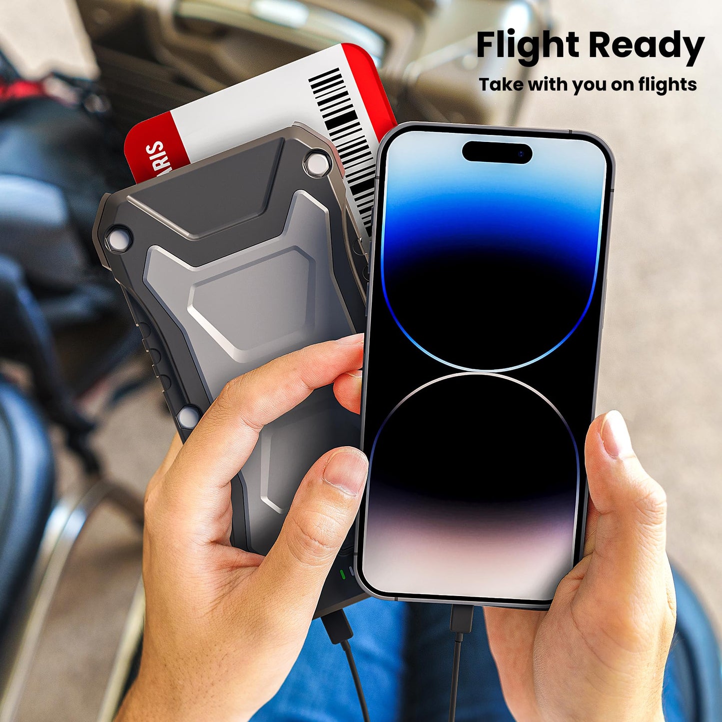Cargador Portátil TECHSMARTER Negro Resistente e Impermeable Banco de Energía 20000 mAh para Exteriores y Camping
