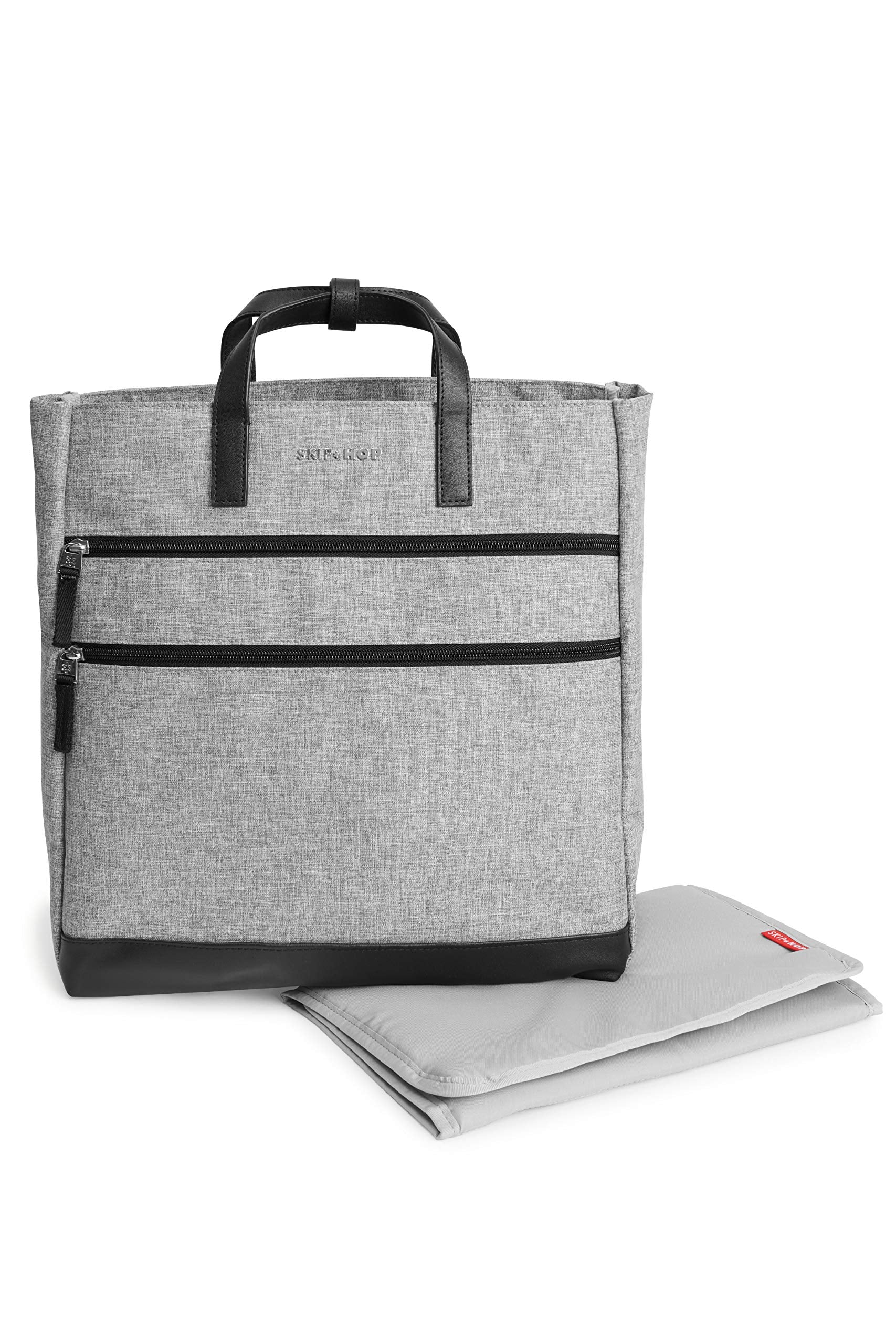 Skip Hop Mochila de pañales: Trio Convertible, 3 estilos portátiles con cambiador y accesorio para cochecito, gris jaspeado
