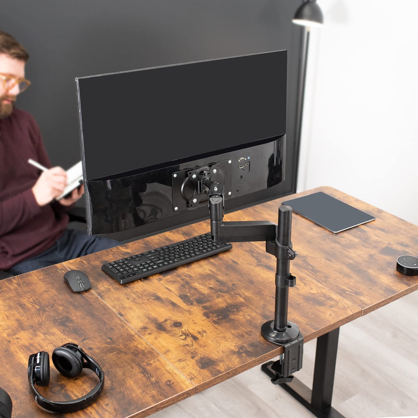Soporte de Escritorio Articulado VIVO Negro para Pantalla de Monitor UltraWide hasta 35 Pulgadas