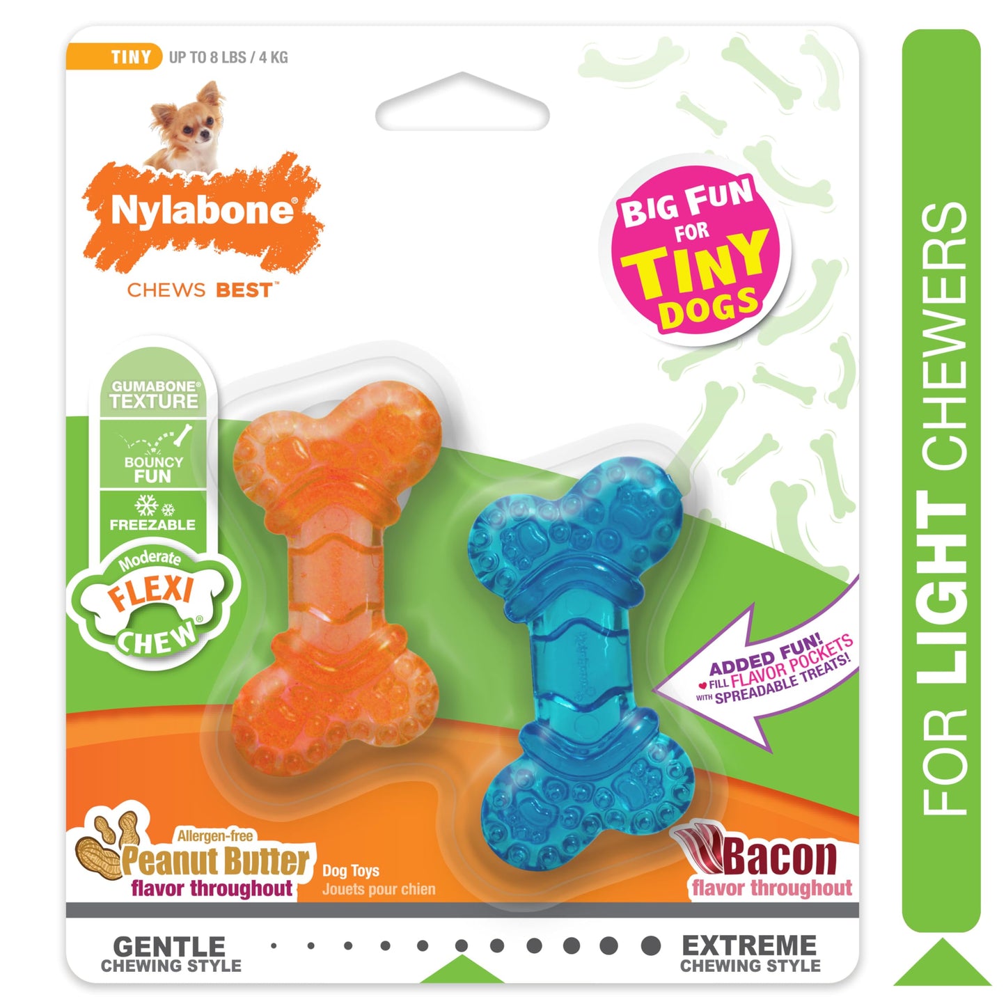 Juguete Masticable Nylabone Flexible NBXXS001P Blanco para Masticadores Moderados