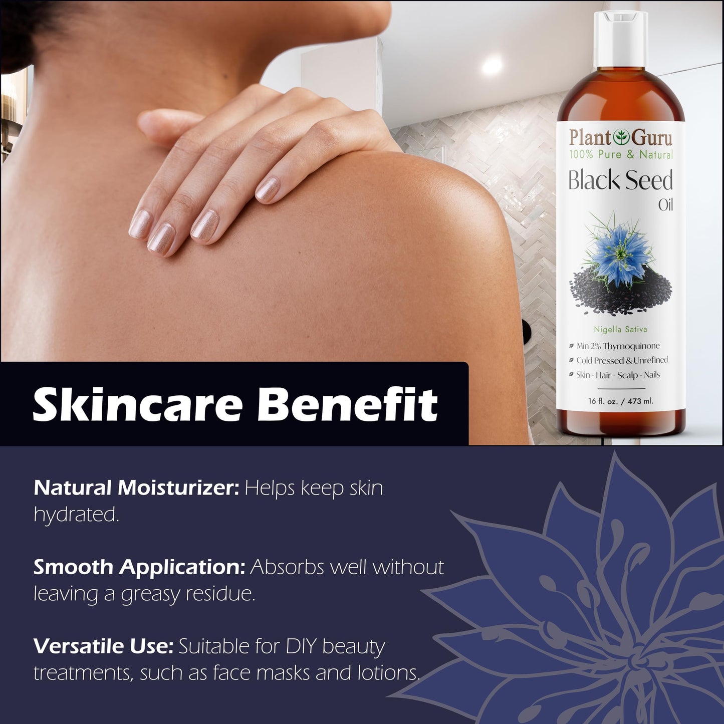 Black Seed Oil 16 oz. Virgin, Unrefined Cold Pressed Cumin 100% Pure Natural - Skin, Body and Hair. Great For Eczema