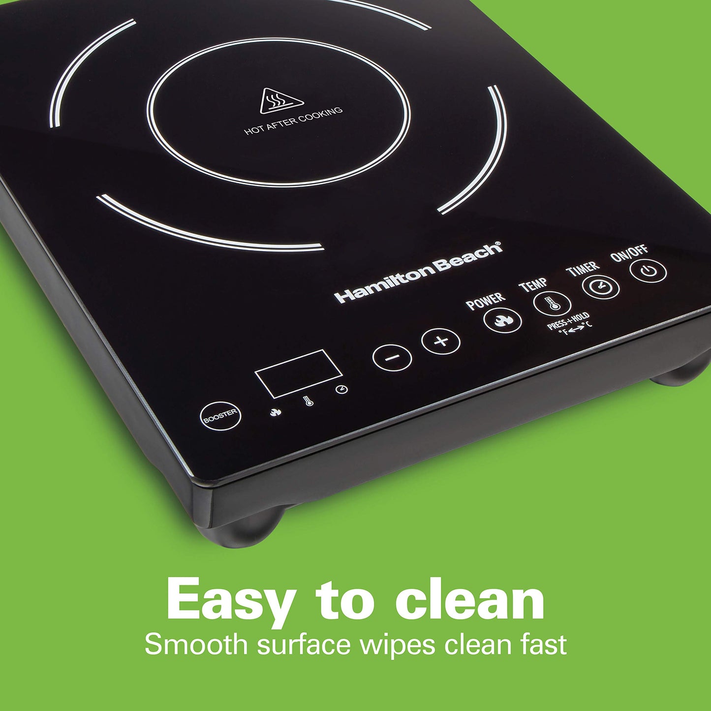 Hamilton Beach 34104 Single Induction 1800 watt Cooktop, Heats 40% faster, Versatile Pan Size (4"-10"), Black