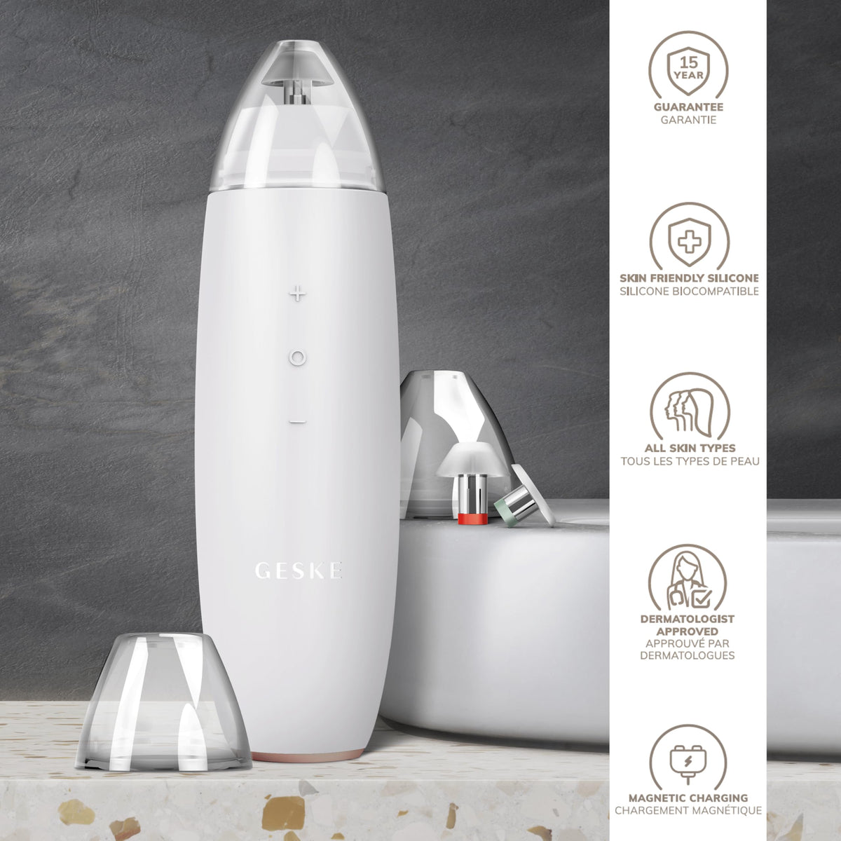 GESKE | SmartAppGuided™ MicroDermabrasion Blackhead Remover | Eliminador de puntos negros 7 en 1 | Limpiador de poros eléctrico | limpieza al vacío innovadora | herramientas de belleza