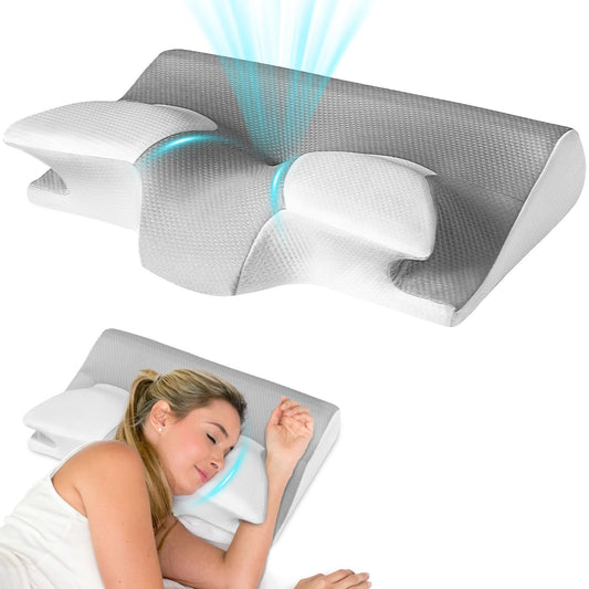 GALASALA Almohada Memory Foam Cervical, Almohada Ortopedica Cervical para Dormir el Lado Cuello, Alivia el Dolor de Cuello, Adecuada para Dormir de Lado, Espalda o Panza con Fundas Almohadas