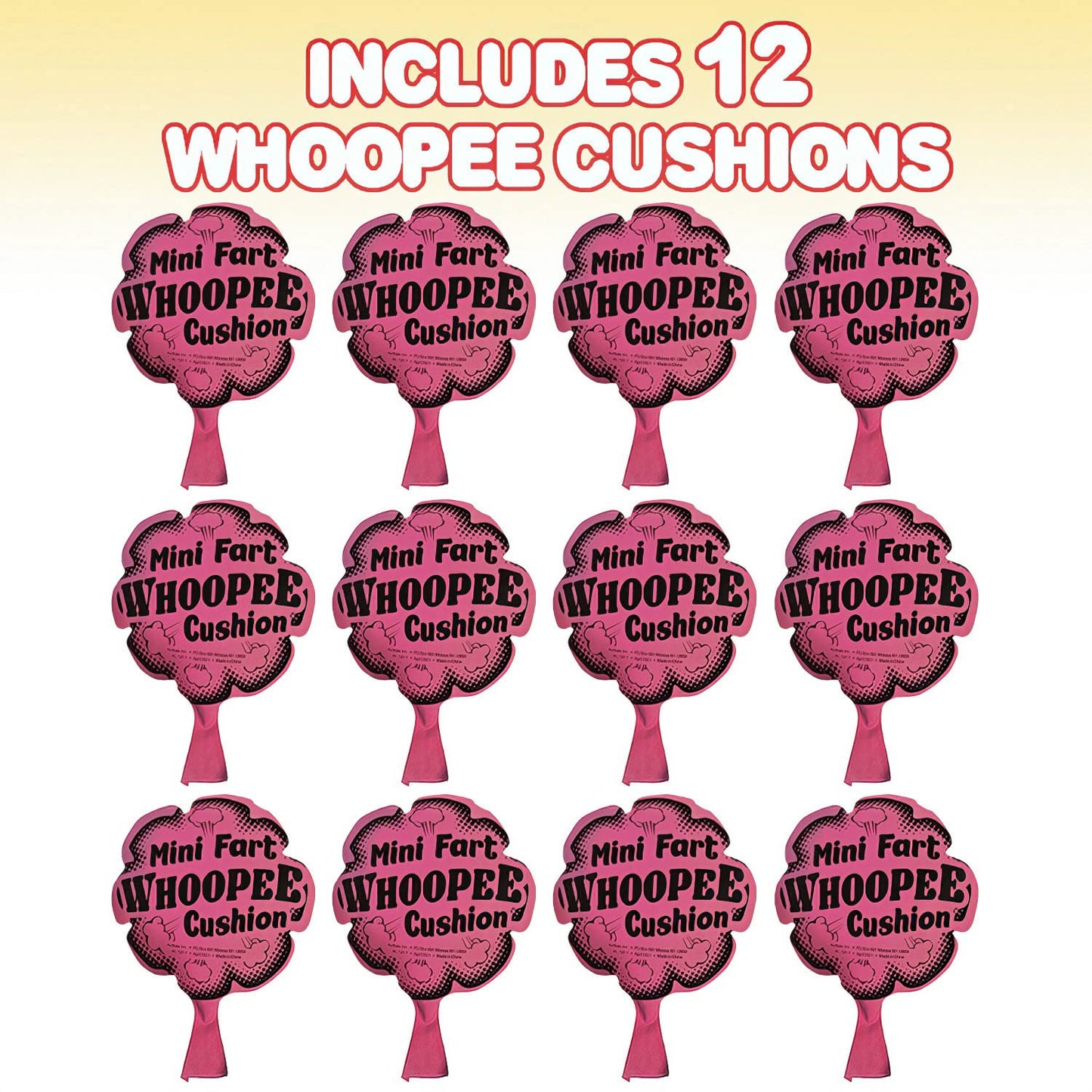 ArtCreativity - Cojines Whoopee de 6 pulgadas, paquete de 12 – Divertidos fabricantes de ruido para niños y adultos – Juguete de broma con sonidos de pedo – Regalo novedoso de broma – Regalos de