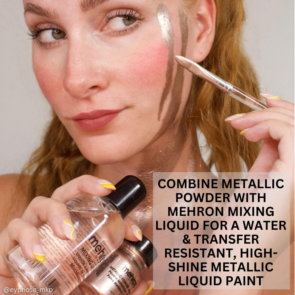 Mehron polvos metálicos y líquido de mezcla - Oro G