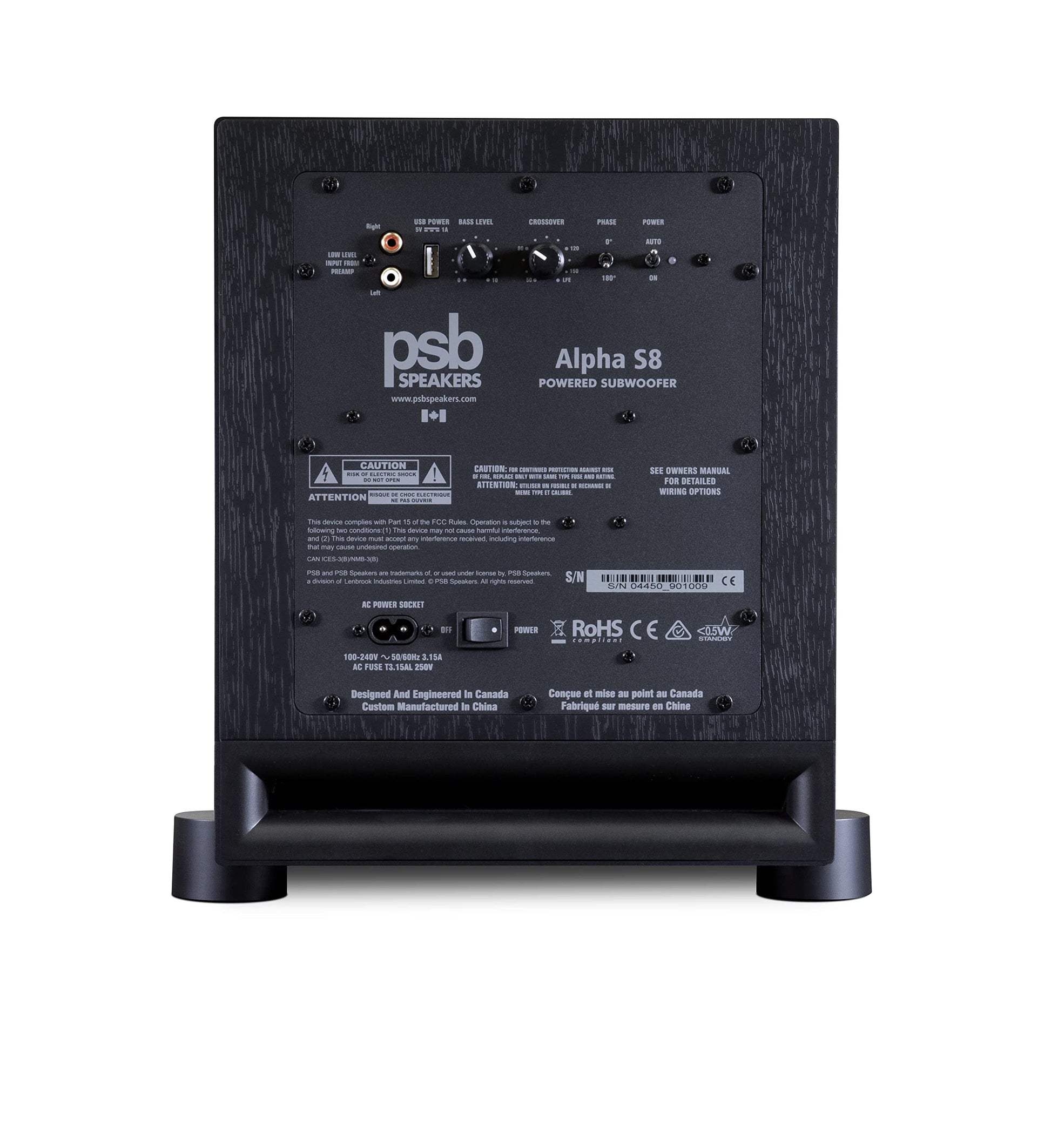 PSB Alpha S8-8" Subwoofer Alimentado, Negro (Cada uno)