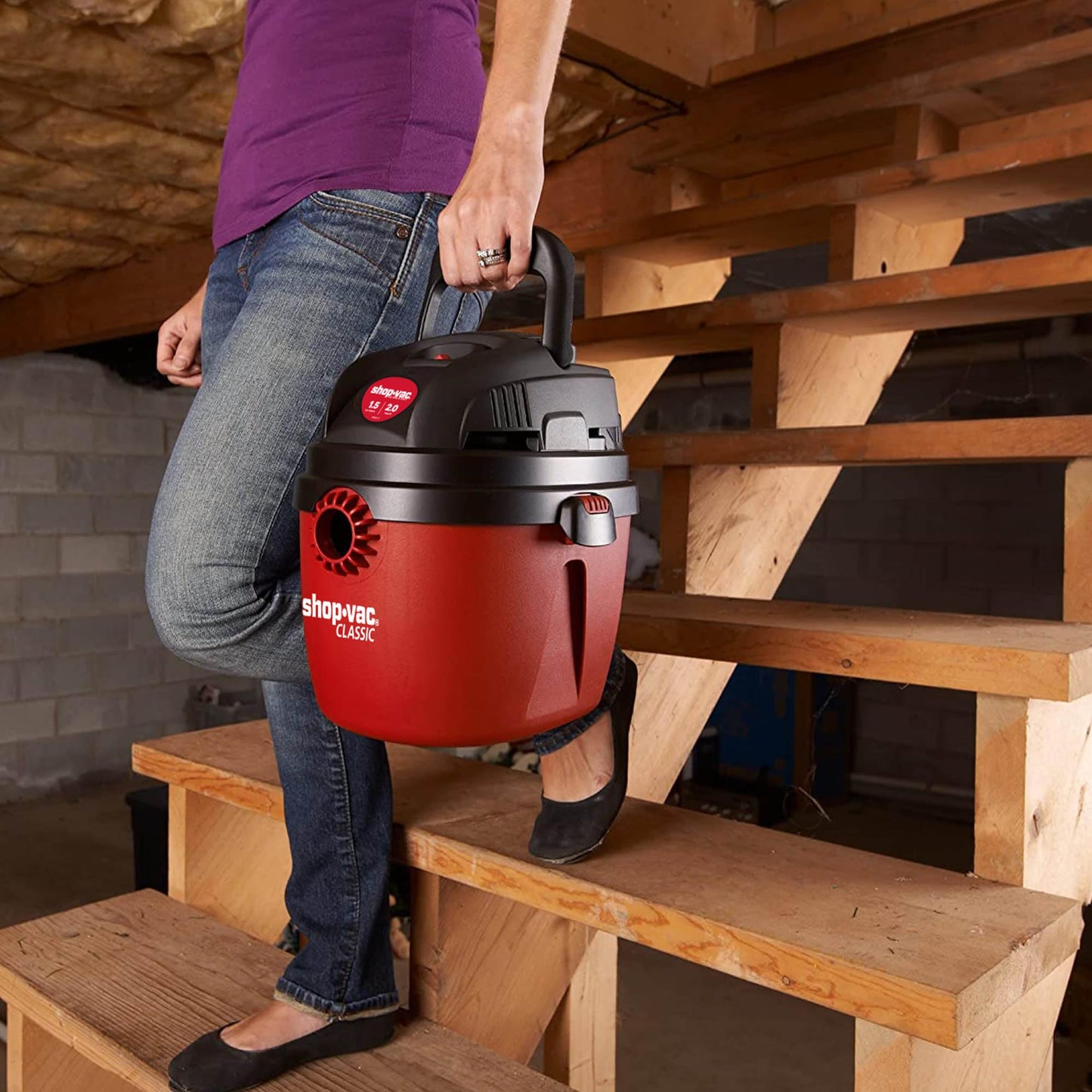 Aspiradora Portátil Shop-Vac Compacta Soporte de Pared Mango Plegable Accesorios