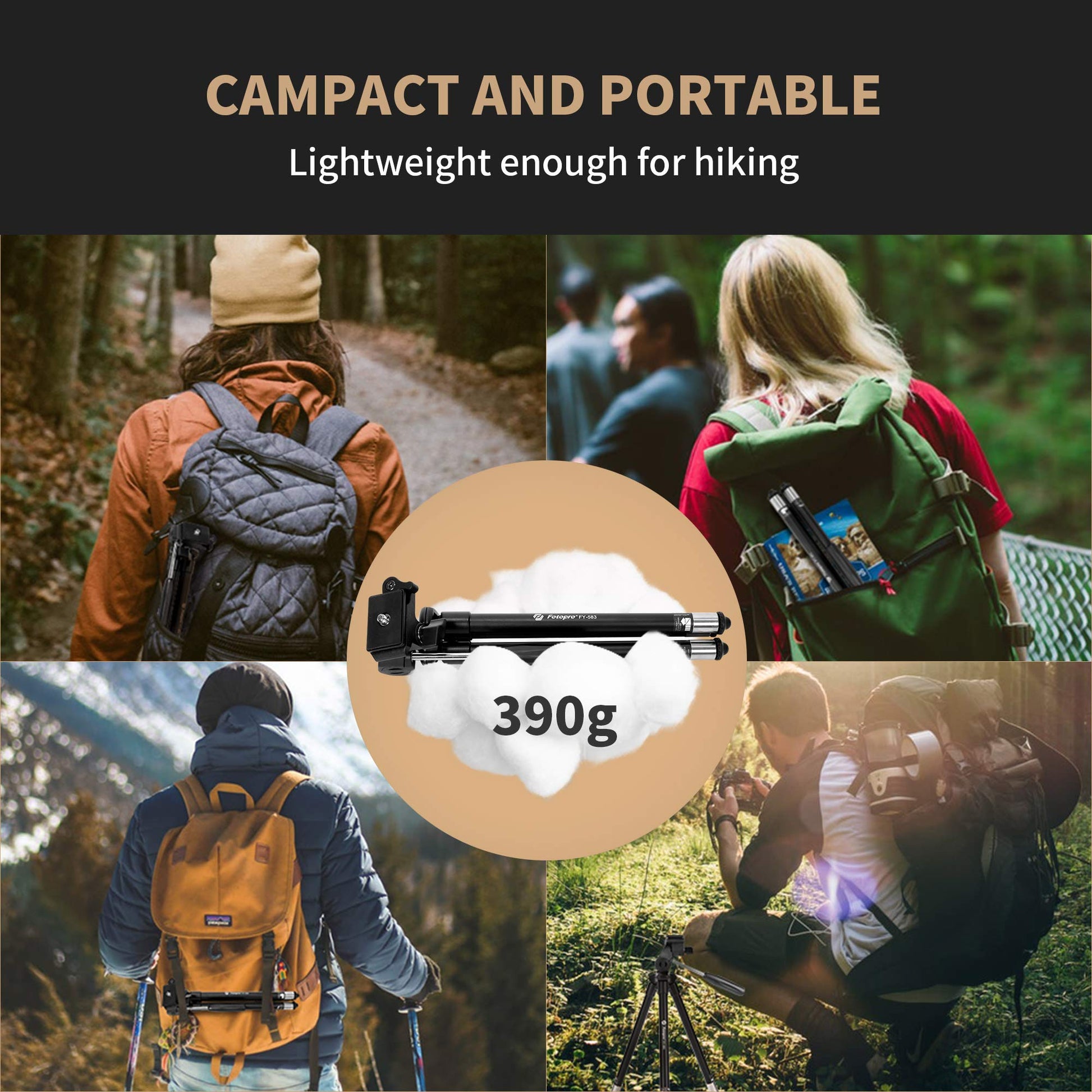 Fotopro Trípode Phone, 39.5 Pulgadas de Aluminio de Trípode de la Cámara, Trípode de Teléfono y Soporte de la Cámara Portátil con Control Remoto Bluetooth y Smartphone Clip Mount