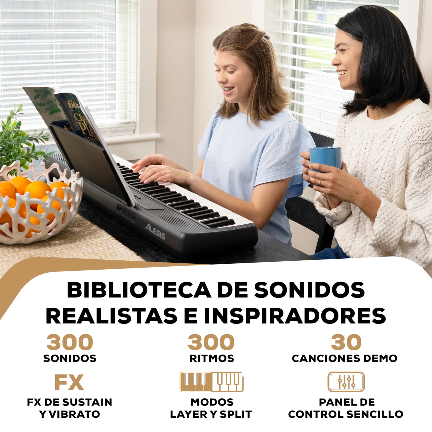 Alesis Melody 61 MK4 Teclado Piano Eléctrico para Principiantes con 61 Teclas, con Altavoces, Atril para Partituras o Tablet, 300 Sonidos y Lecciones de Música